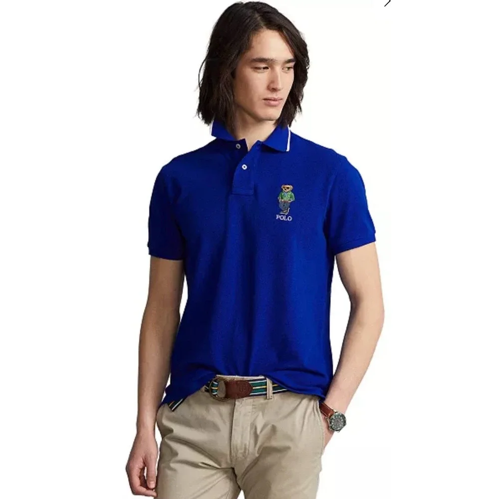 Polo Ralph Lauren Men XXL‎ Prep Bear Short Sleeve Polo Classic Shirt Royal Blue